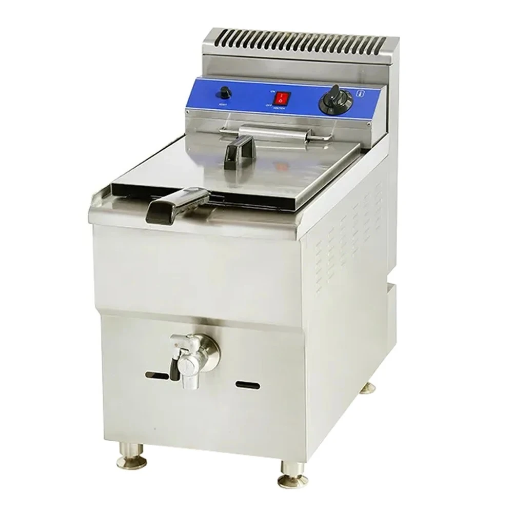 Commercial 18L Gas Deep Fryer Stainless Steel Fried French Machine Single Tank LPG Frying Machine With Oil Valve For KFC