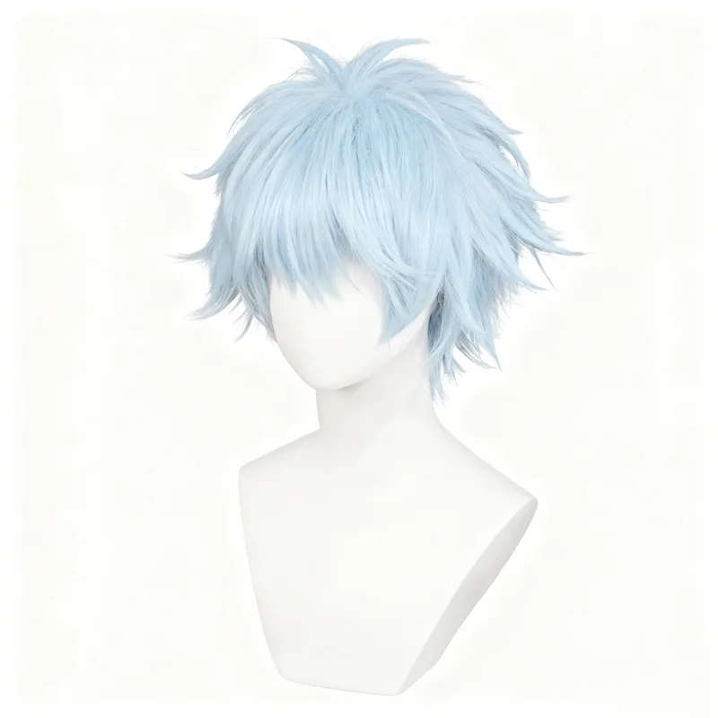 Anime NANA Okazaki Shinichi peluca de Cosplay para adultos pelo corto azul claro Halloween mujeres hombres pelucas sintéticas resistentes al calor Prop
