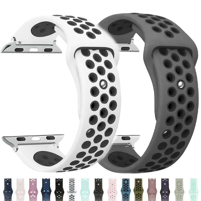 Silicone strap For Apple Watch bands 44 40mm 45 41mm 38mm 42mm belt bracelet for iWatch series se 9 8 7 6 5 3 ultra 2 band 49mm