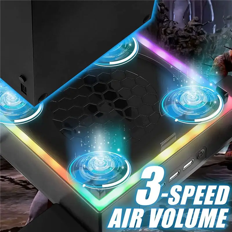 

Настенное крепление для с охлаждающим вентилятором и 3-мя USB-портами, держатель игрового контроллера, вешалка для наушников, настенный кронштейн для полки