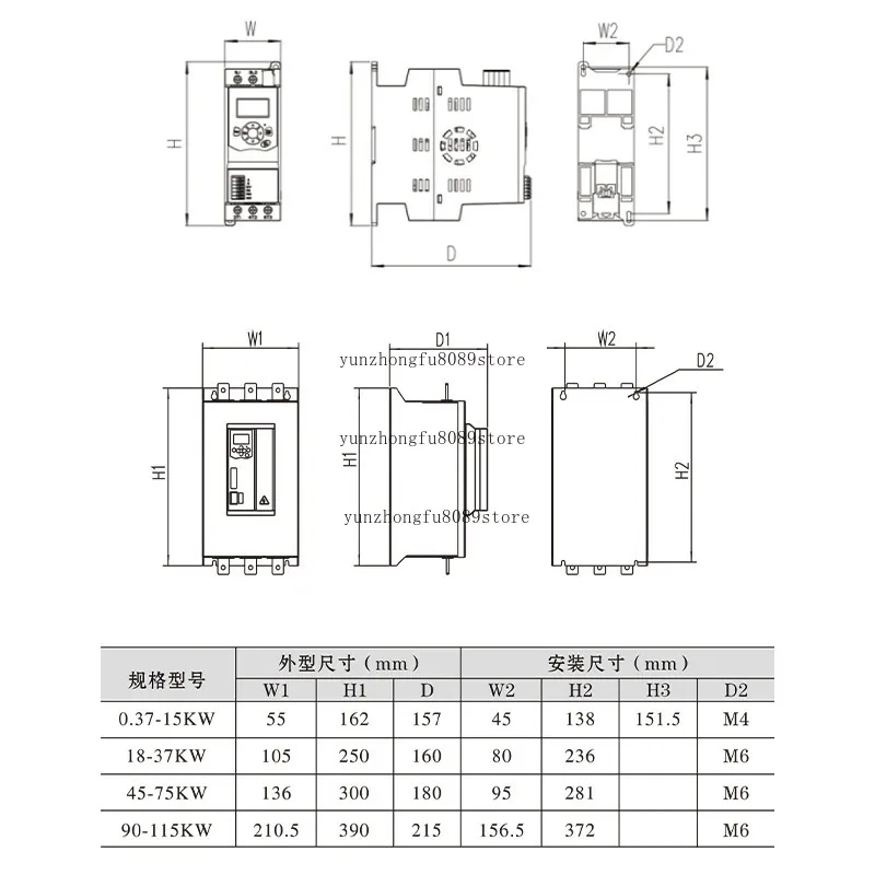 380V Three-phase Motor Between 304-456V Built-in Bypass Soft Starter Cabinet 5.5/7 5/11/15 KW