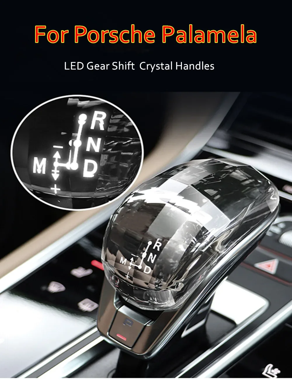 Custom for 2017-2022 Porsche Palamela Models LED Gear Shift Knob Crystal Handles Lever Stick Head