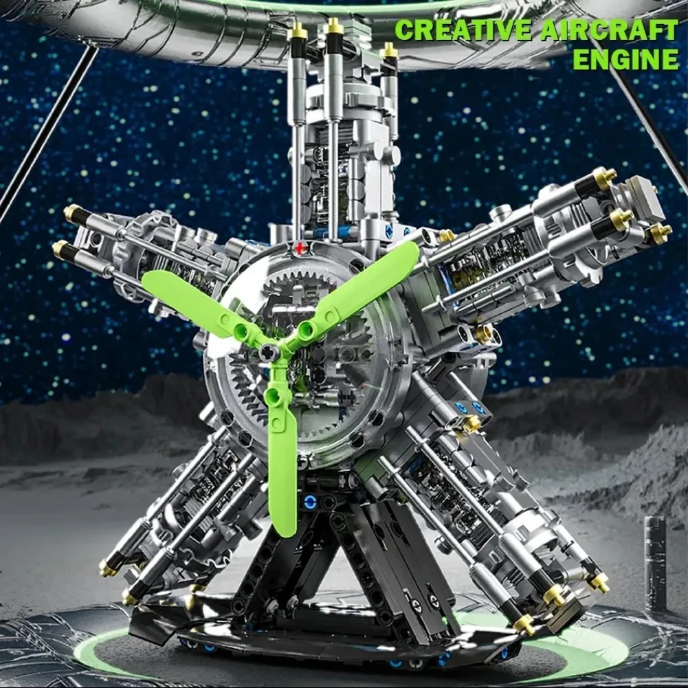 

863 шт. MOC технический моторизованный S-цилиндр радиальный двигатель строительные блоки легкие электрически самолеты двигатели кирпичи игрушки подарок ребенку