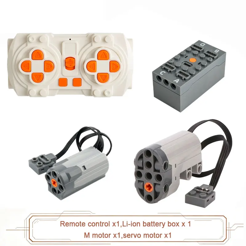 MOC Blue-tooth APP-Fernbedienungsset – wiederaufladbare Batteriebox, Motorset, Geschwindigkeitsregler für PF-Baustein-Modifikationen