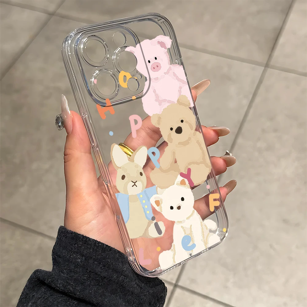 Plüschtierbuchstaben Silikon Handyhülle für iPhone 17 16 15 14 13 12 11 Pro Xs Max Air Mini 7 8 6 6s Plus SE 2020 2022 Cover