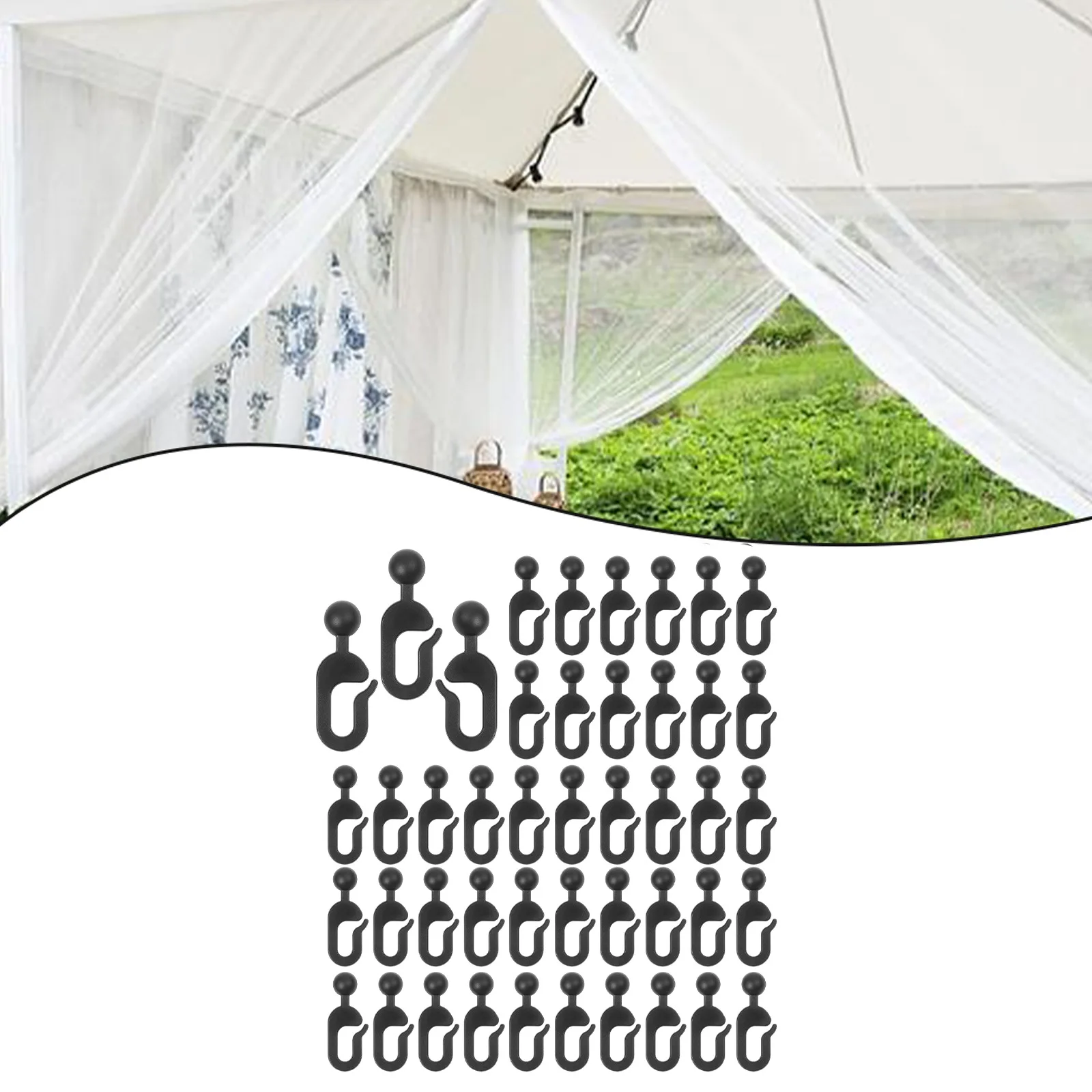 High-Quality Plastic Hooks For Gazebo Curtains - 50 Invisible Track Outdoor Gazebo Curtain Plastic Hanging Hook
