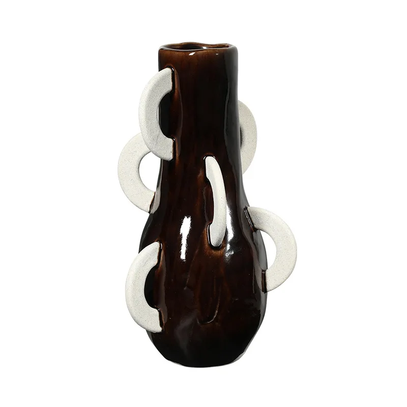 

Italian minimalist creative semi-round kiln glaze ceramic vase model room living room dining table decoration