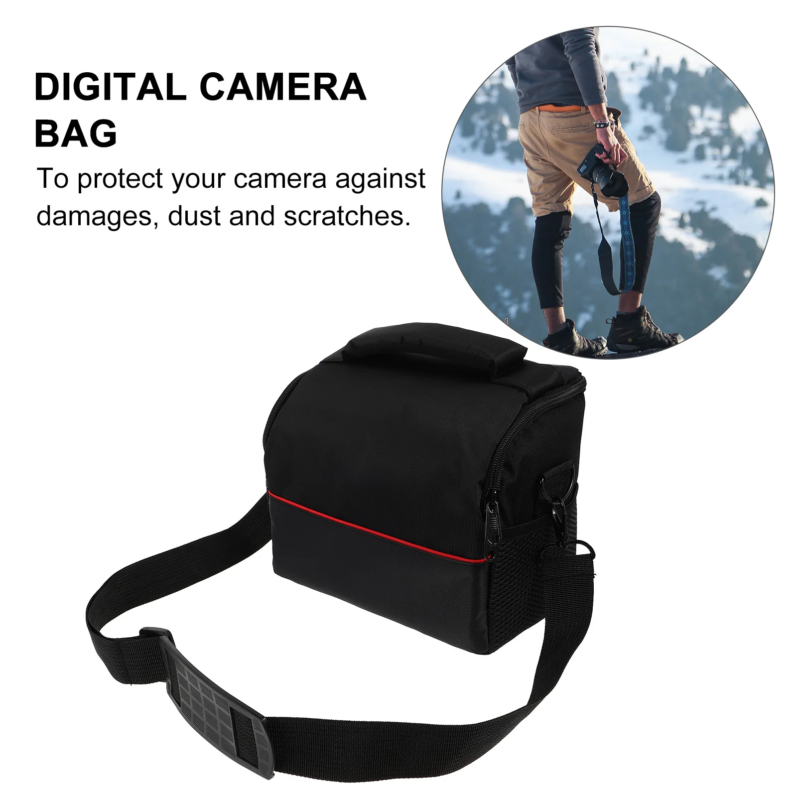 

Camera Storage Bag Compact Dslr Bag Lightweight Durable For Digital Camera Protection With Mesh Side Pocket Portable Easy Carry
