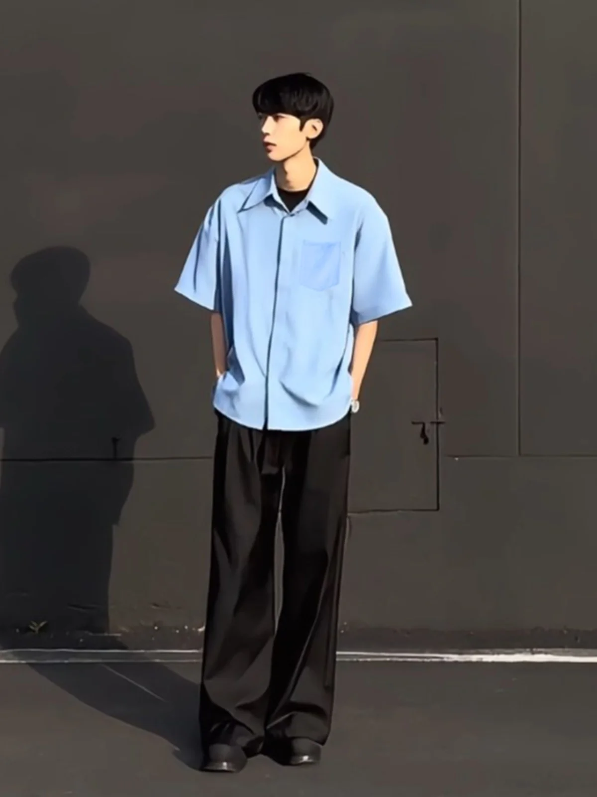 

Мужская летняя рубашка из тонкого ледяного шелка с коротким рукавом, в японском ретро-стиле, модная, брендовая, премиум-класса