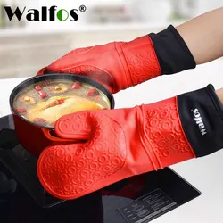 WALFOS  Heat Resistant Silicon BBQ Glove Microwave Oven Baking Mitt Gloves with anti-scald protection Kitchen Baking Tools