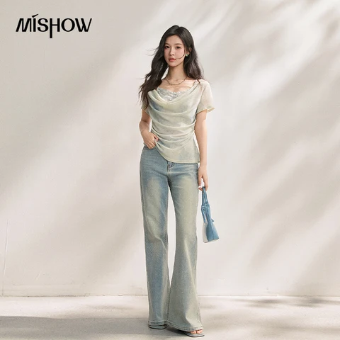 Женская футболка MISHOW тай-дай синяя  MXF22T1617