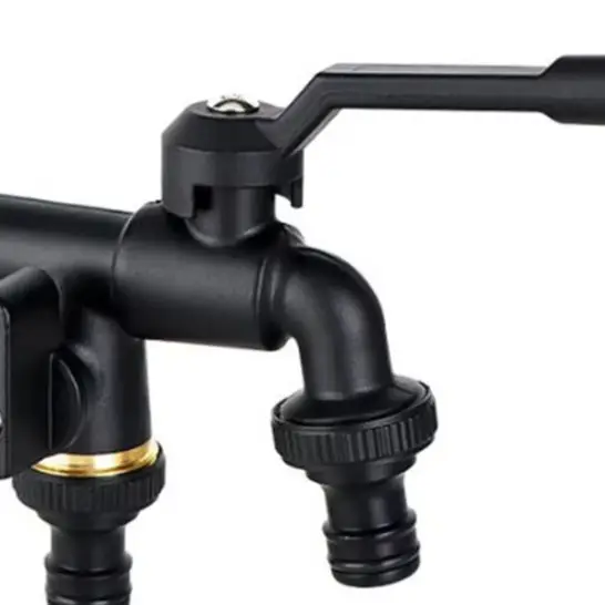 Extended Double Head Brass Garden Faucet 1/2 Inch Copper Water Splitter With Ball Valve For Outdoor Courtyard Patio Lawn Irrigat