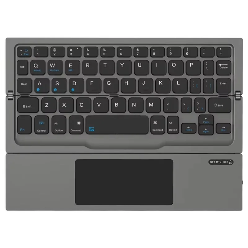New Foldable Compact USB Wireless BT Keyboard Portable Pocket-Sized Metal Design for iPhone Smartphone Tablet PC