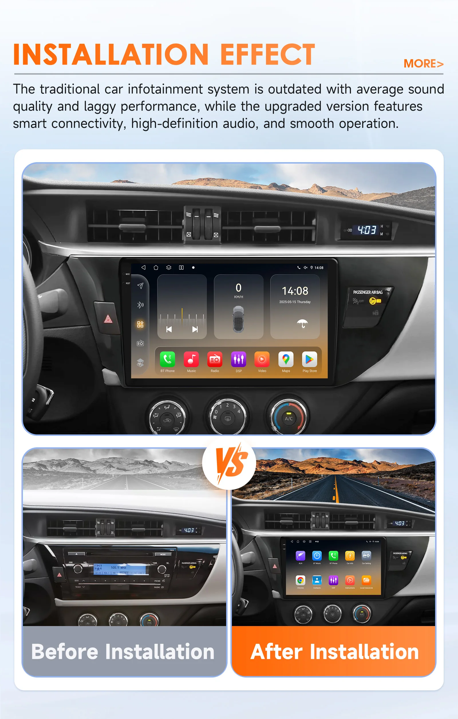 Hizpo 10,1 "Android Auto Auto Elektronische Geräte Für Toyota Corolla Ralink 2014-2016 RadioGPS Navigation Drahtlose Carplay DSP BT – Detail 6