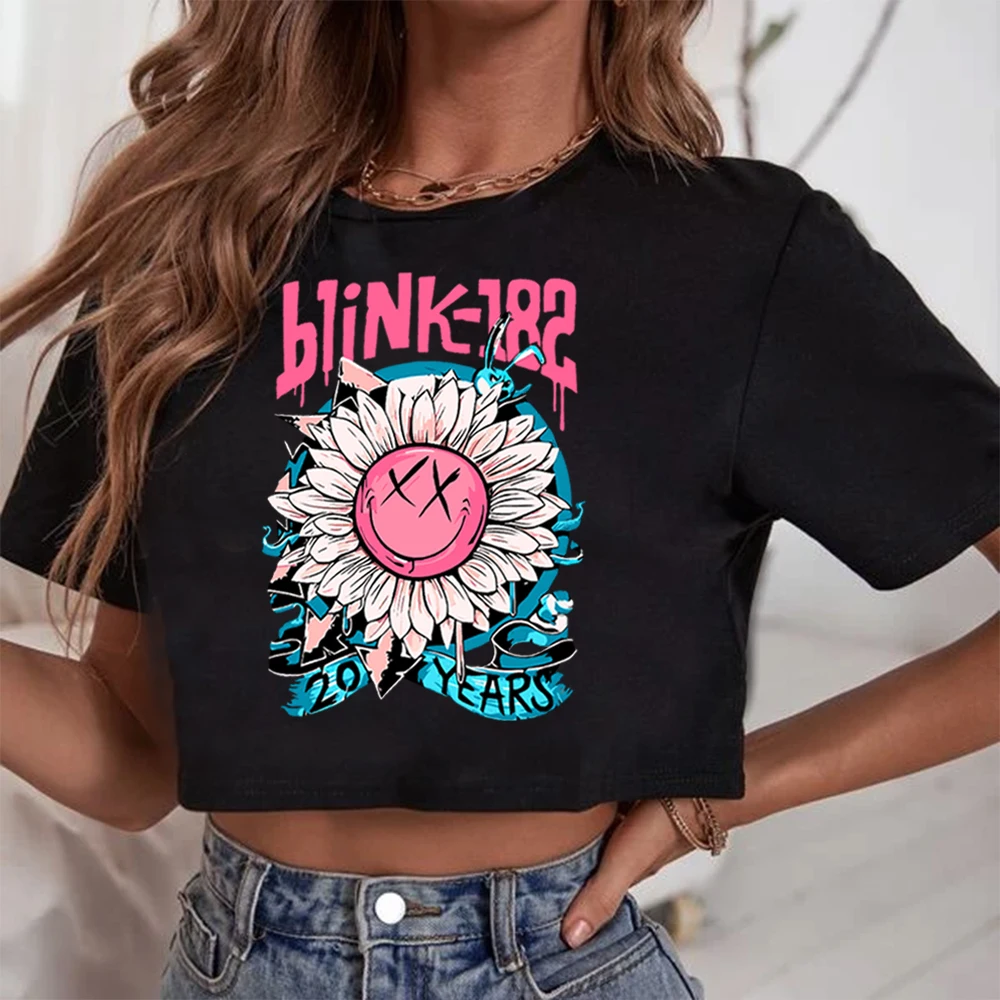 Blink182 Crop top Blink182 20 anni Tour Crop top Blink182 Merch Fan Gift o-collo maniche corte Crop top