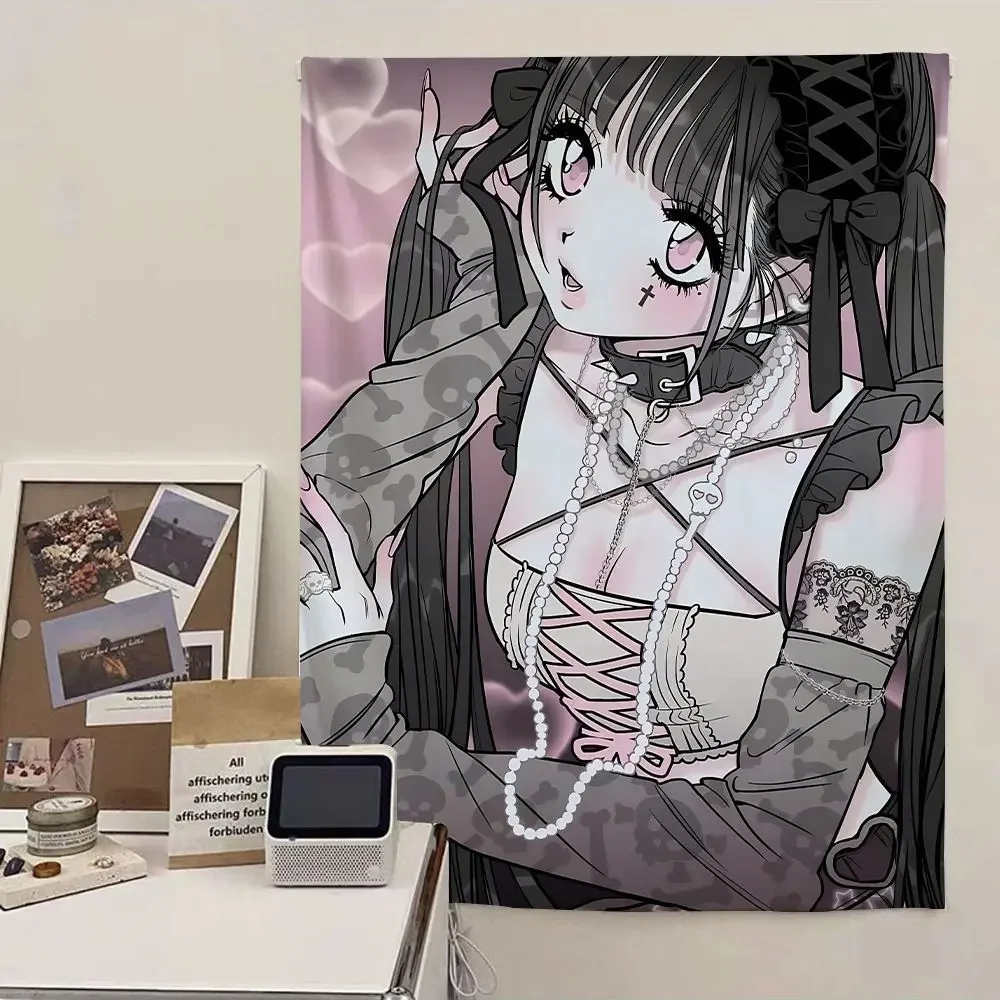 2025 new Japanese anime girl Print Party Tapestry Student Dormitory Bedside Bedroom Decoration Hanging Rental House Tapestry