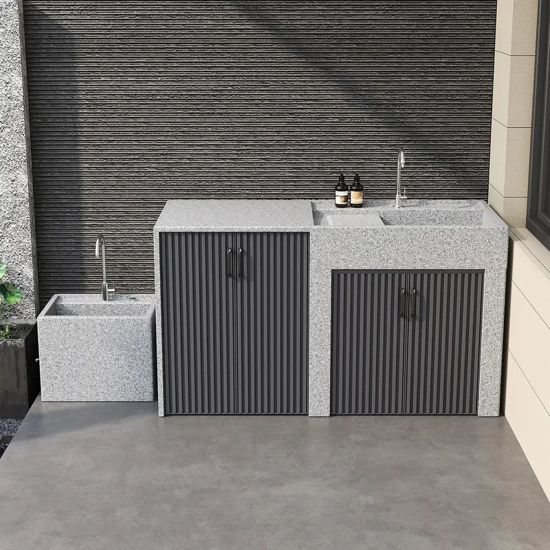 Outdoor Natural Granite Stone Laundry Sink with Washing Machine Cabinet Outdoor Pool Stone Sink 2026 New