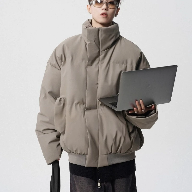 

Streetwear Men's Parkas Youth Winter Coats for Women Unisex PU Leather Windproof Padded Jackets Men Winter Clothes Outerwears