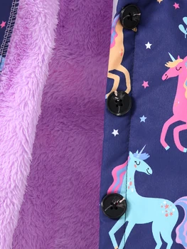 Girls Colorful Fleece Jacket 4 Autumn/Winter Fleece Warm And Cold Proof Girls' Colorful Printed Hooded Jacket For Casual Outings Medium To Long Length Jacket 4