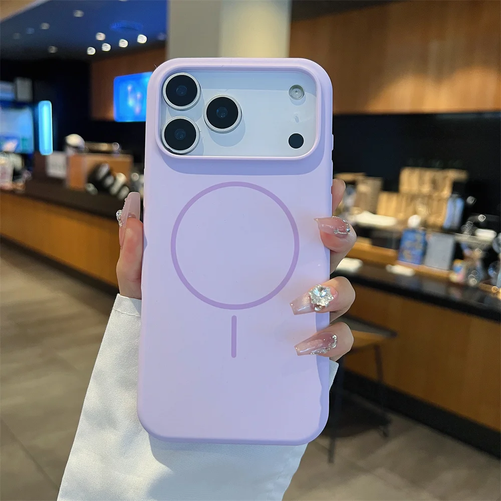 Matte Soft Liquid Silicone Phone Case For iPhone 15 16 17 Pro Max Air For Magsafe Wireless Charging Cover For Apple 14 13 12 - náhled 4