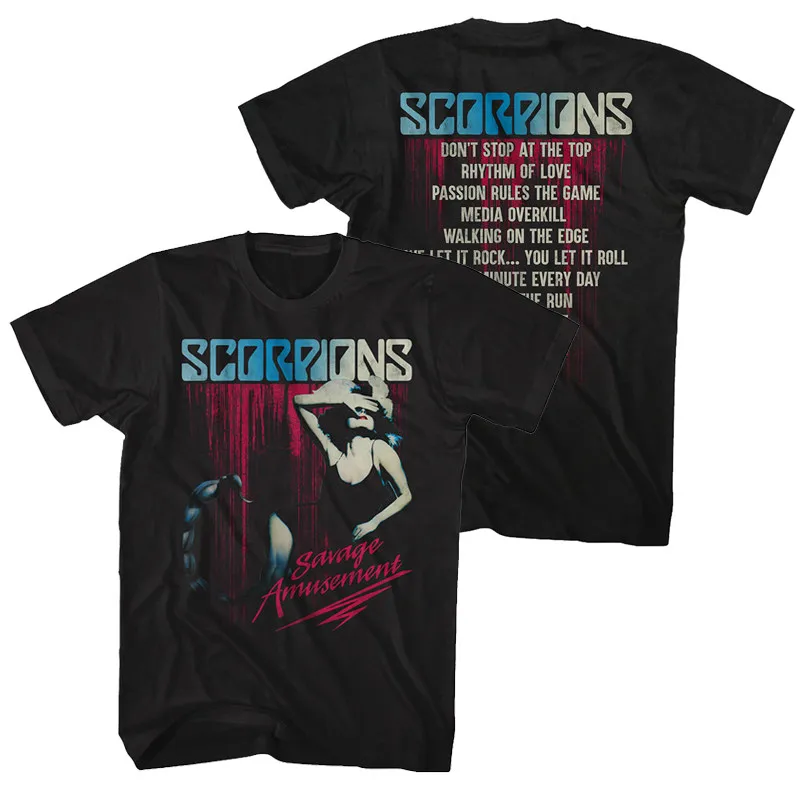 Top Scorpions - A 1984 Vintage Classic American/European Loose-fitting Cotton T-shirt Short-sleeved Shirt