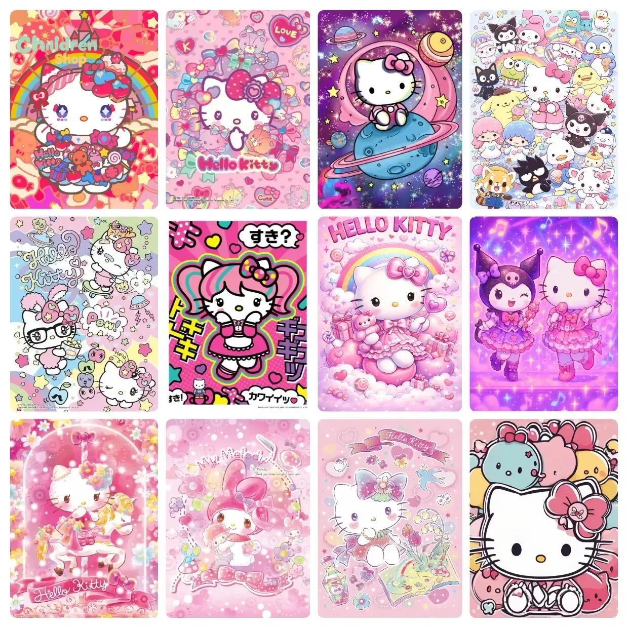 Diamantmalerei Sanrio Hello Kitty, handgefertigtes Kunstwerk, vollständige Rund-/Quadrat-Diamantkunst, Geschenk, Heimdekoration, ohne Rahmen.