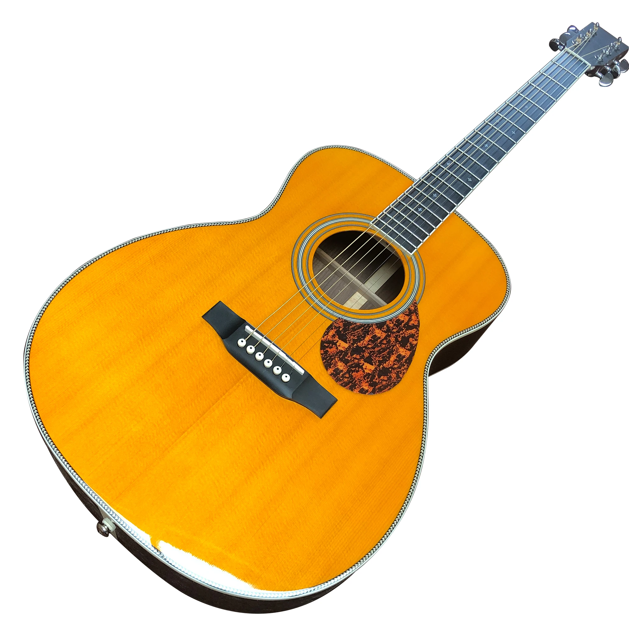 

40 inch om mold solid wood profile yellow lacquer acoustic guitar