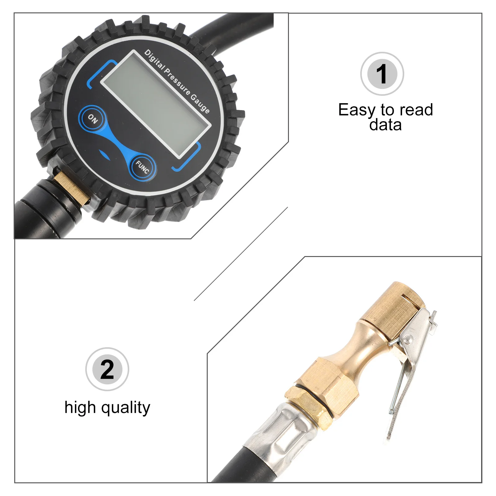 

Digital Tire Pressure Gauge LCD Screen Inflator High Quality Metal Long Lasting Tyre Inflator Large Display Inflation Meter Tire