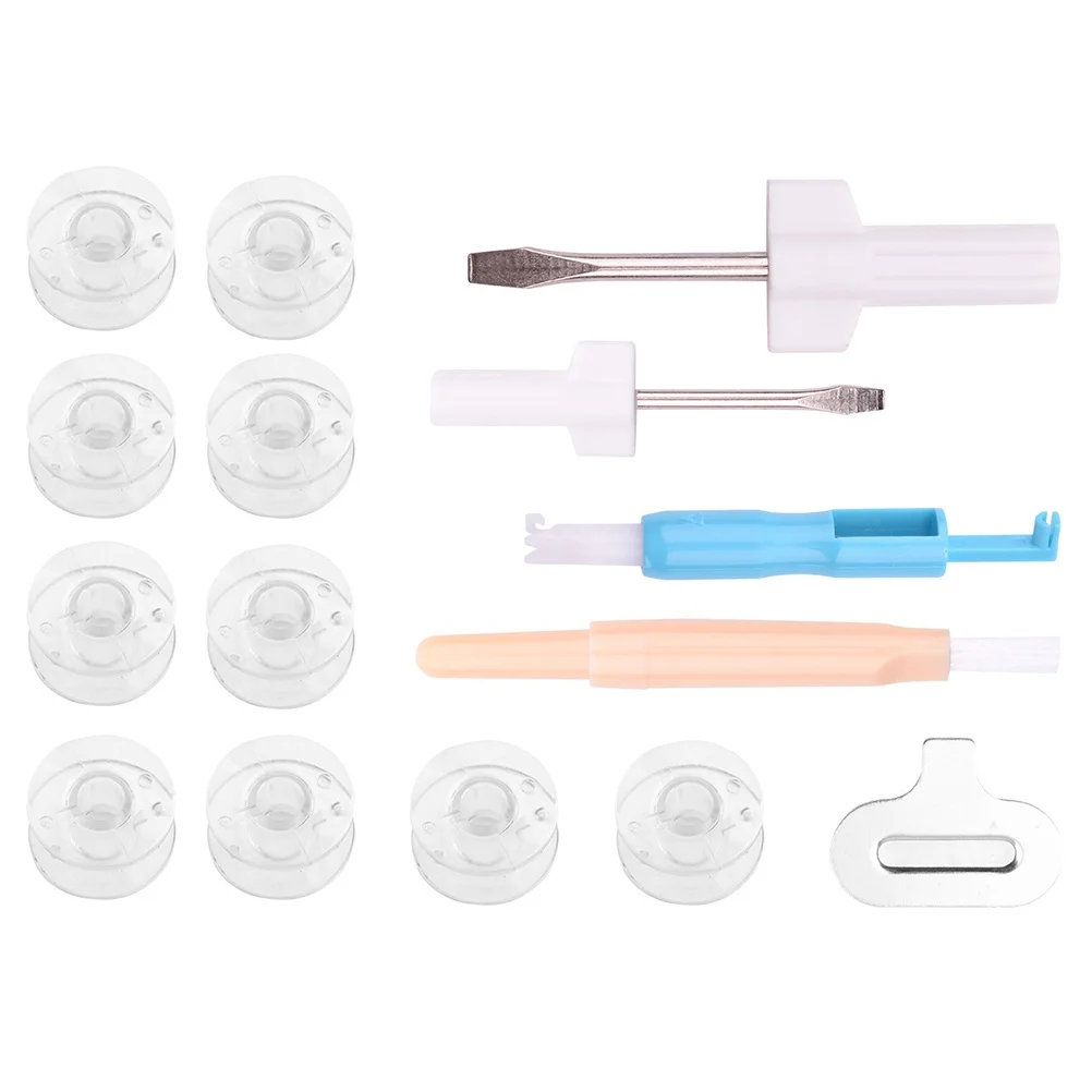 

15Pcs Plastic Bobbins Set Household Sewing Machine Tool Kit Screwdriver Brush Lightweight Suitable for Most Sewing Machines