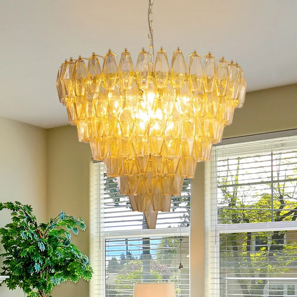 Murano Luxury Glass chandelier for Villa Living Room Dining Room Staircase Multi Tiered Colorful Glass Hanging Lamp Home Decor