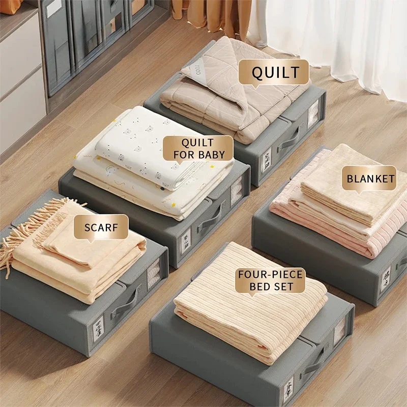 Cationic Bed Sheet Storage Box Cloth Fabric Bed Sheet Four Piece Set Storage Wardrobe, Blanket, Quilt Cover Storage Box 2024