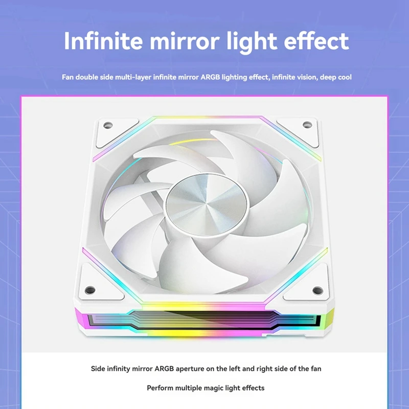 Mirror Fan RGB 120Mm High Airflow PC Fans Ultra-Quiet PWM Speed Control Enhanced Airflow Without Controller