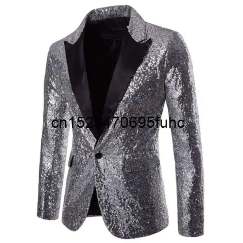 Men Sequins Blazer Designs Plus Size 2XL Black Velvet Gold Sequined Suit Jacket DJ Club Stage Party Wedding Clothes