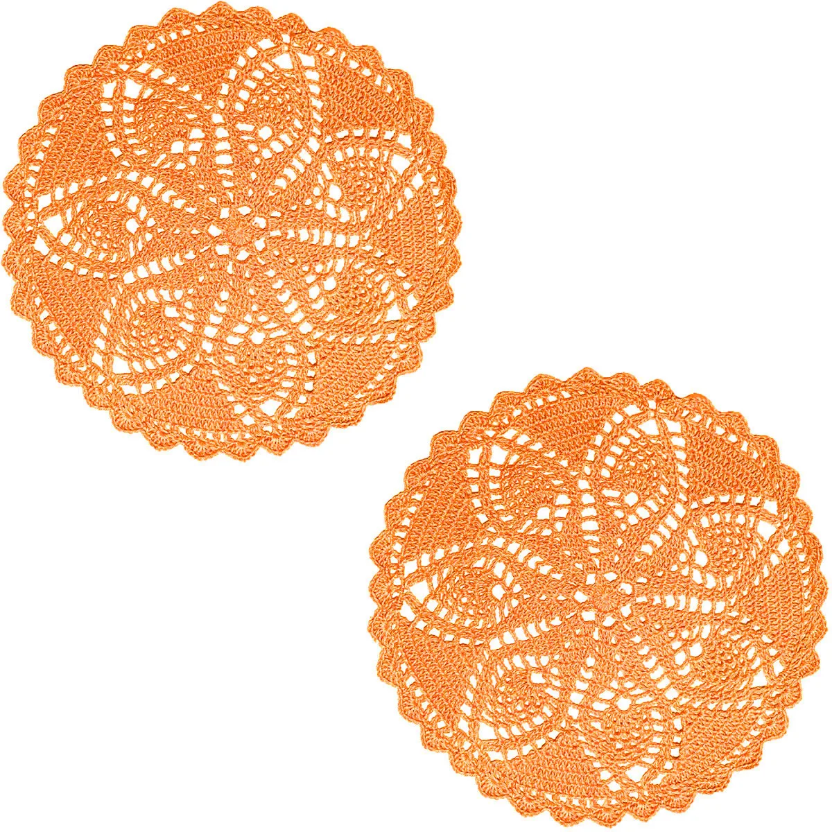 BomHCS    2PCS Handmade Crochet Placemats Round  flower Lace Table Doilies Cup Mats