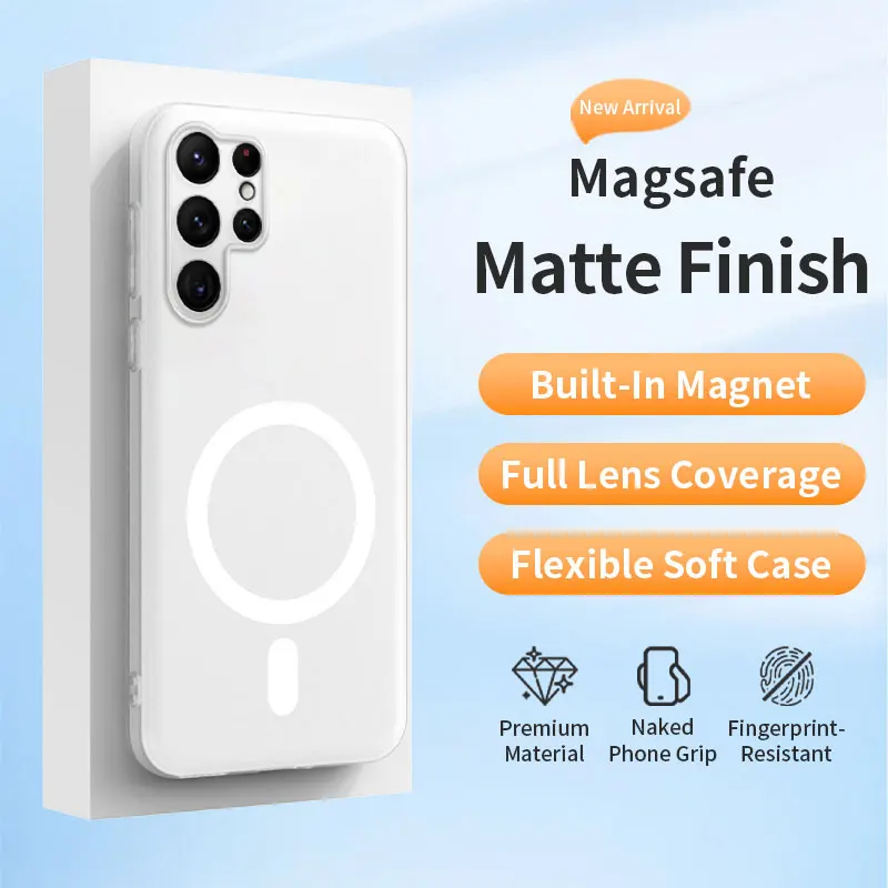 Original Clear Matte Soft TPU Silicone For Magsafe Magnetic Case For Samsung Galaxy S26 Ultra S25 S24 S23 Plus Ultra Cover