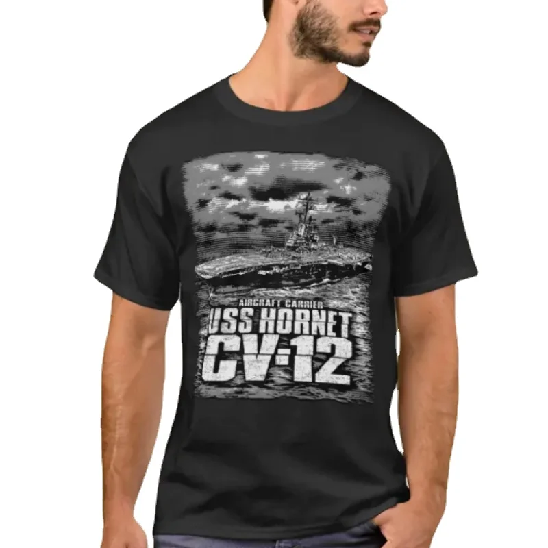 

USS Hornet (CV-12 ) - WWII Aircraft Carrier T-Shirt 100% Cotton O-Neck Summer Short Sleeve Casual Mens T-shirt Size S-3XL