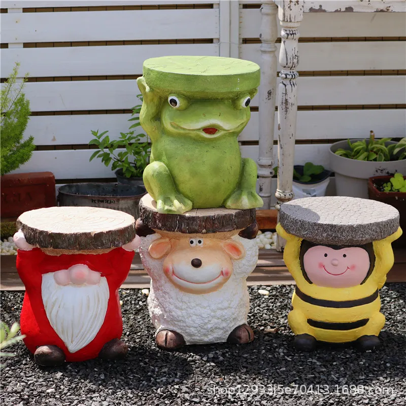 Creative cartoon cute animal flower stool small stool chair outdoor balcony garden decoration kindergarten ornament