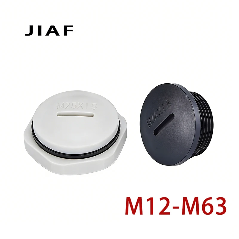 10Pcs IP68 Waterproof Nylon Thread Hole Plug M12-M63 M20×1.5 Plastic Sealing Cover Cap With Rubber Black Grey