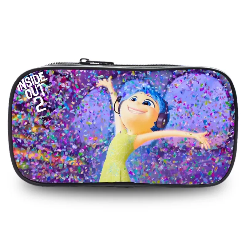 Inside Out 2 Disney Pencil Bag Student Cartoon Large Capacity Pencilcase Stationery Supplies Kawaii Pencilbox Kids Birthday Gift