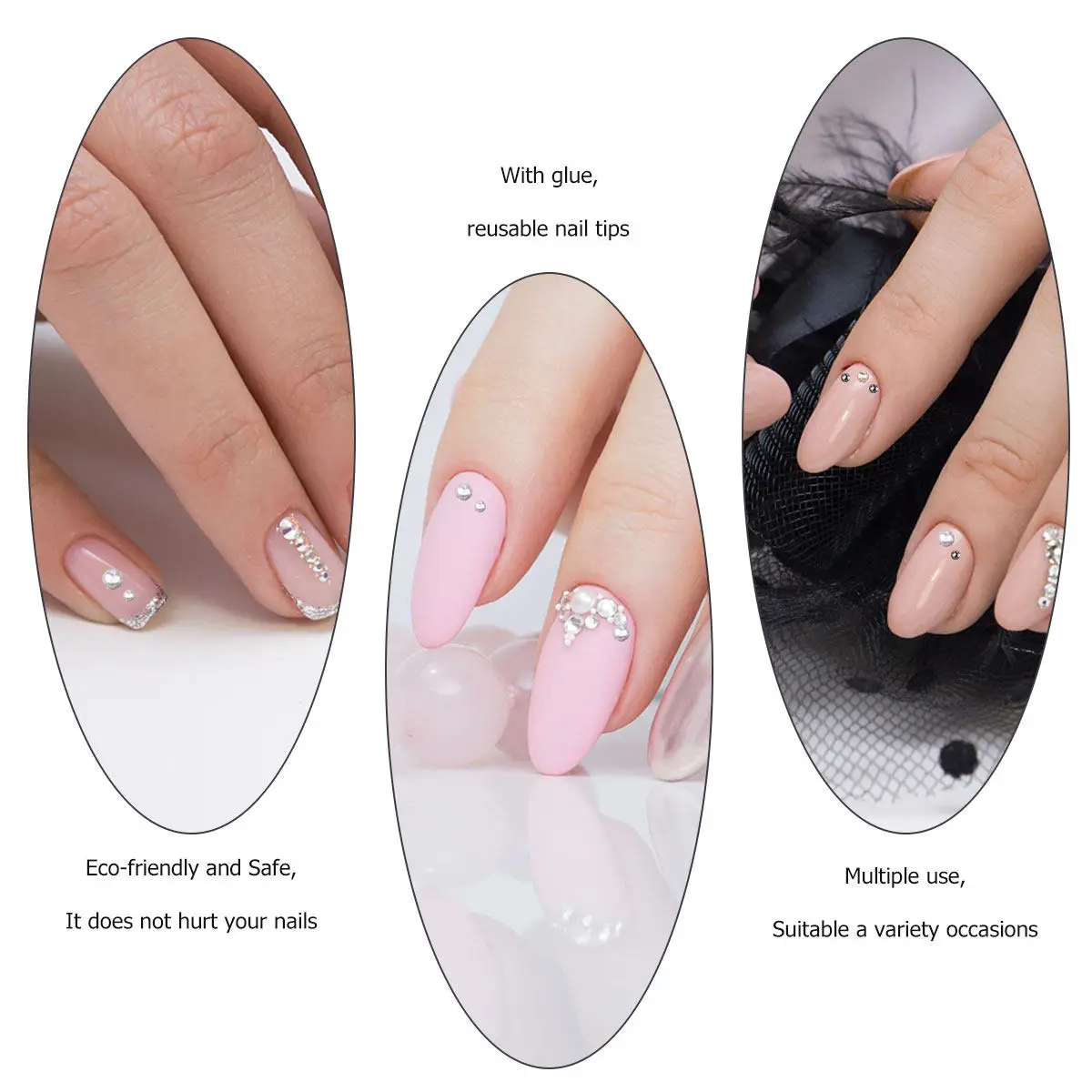 

4 Boxed of Nail Art Beads Manicures Imitation Pearls Steel Beads Fingernail Decorations for Women