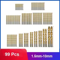 99Pcs HSS Titanium Coated High Speed Steel Twist Drill Bit Set Tool 1.5mm - 10mm Metal Drills Power Tools For Woodworking