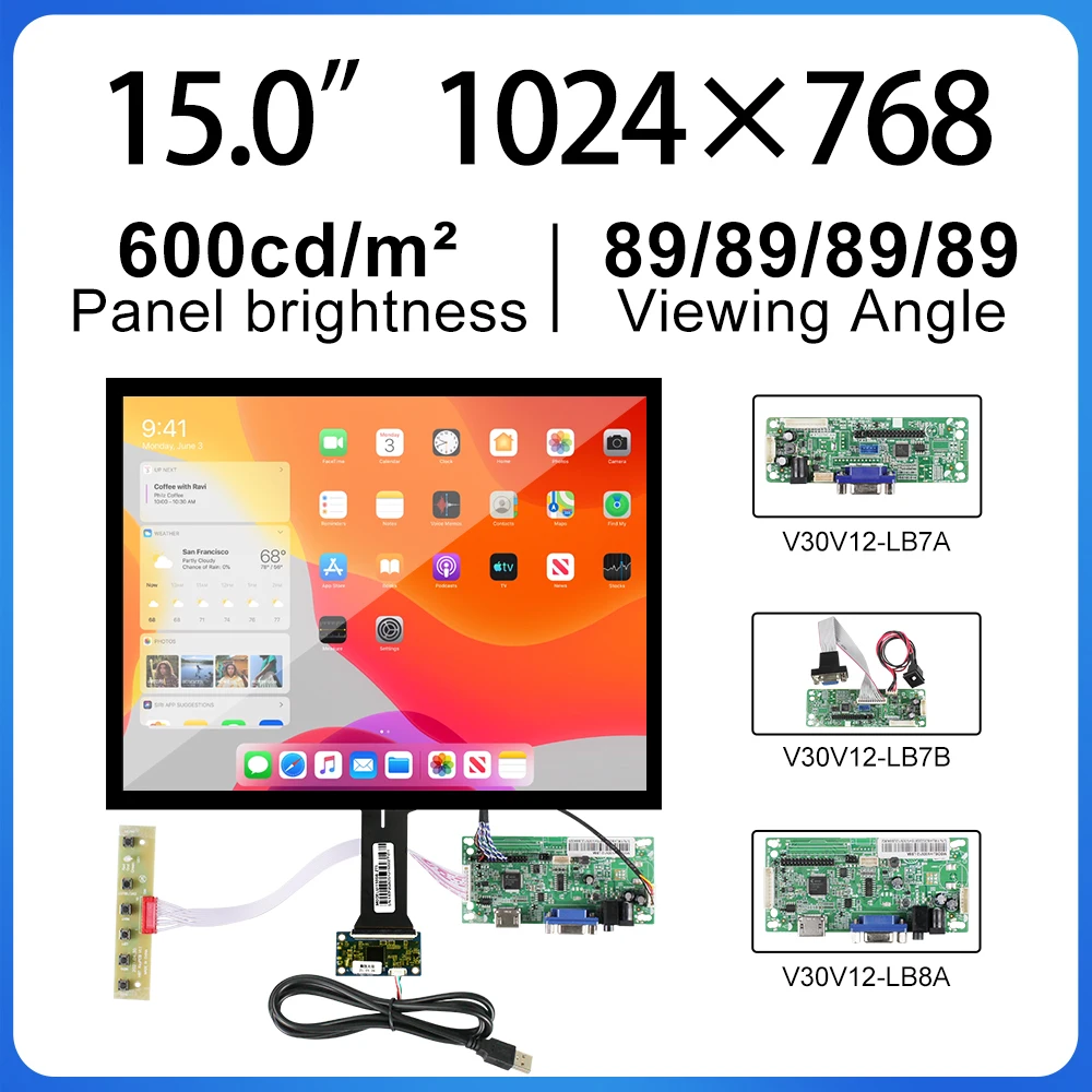 

DV150X0M-N16 Original 15 Inch IPS Screen LCD Panel Touch screen with board 1024x768