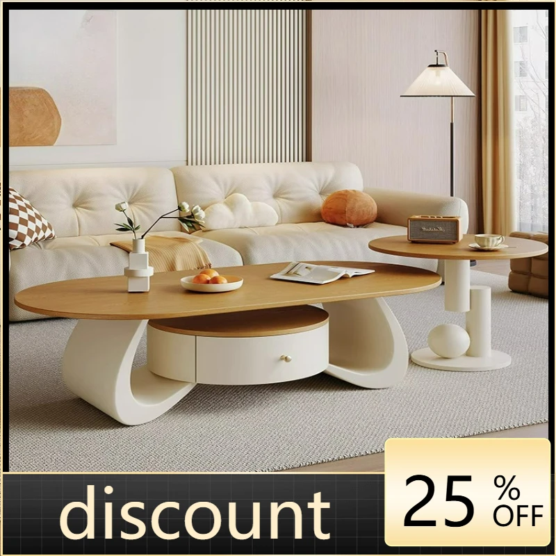 

LTT light luxury high-end living room solid wood coffee table small apartment home modern French table