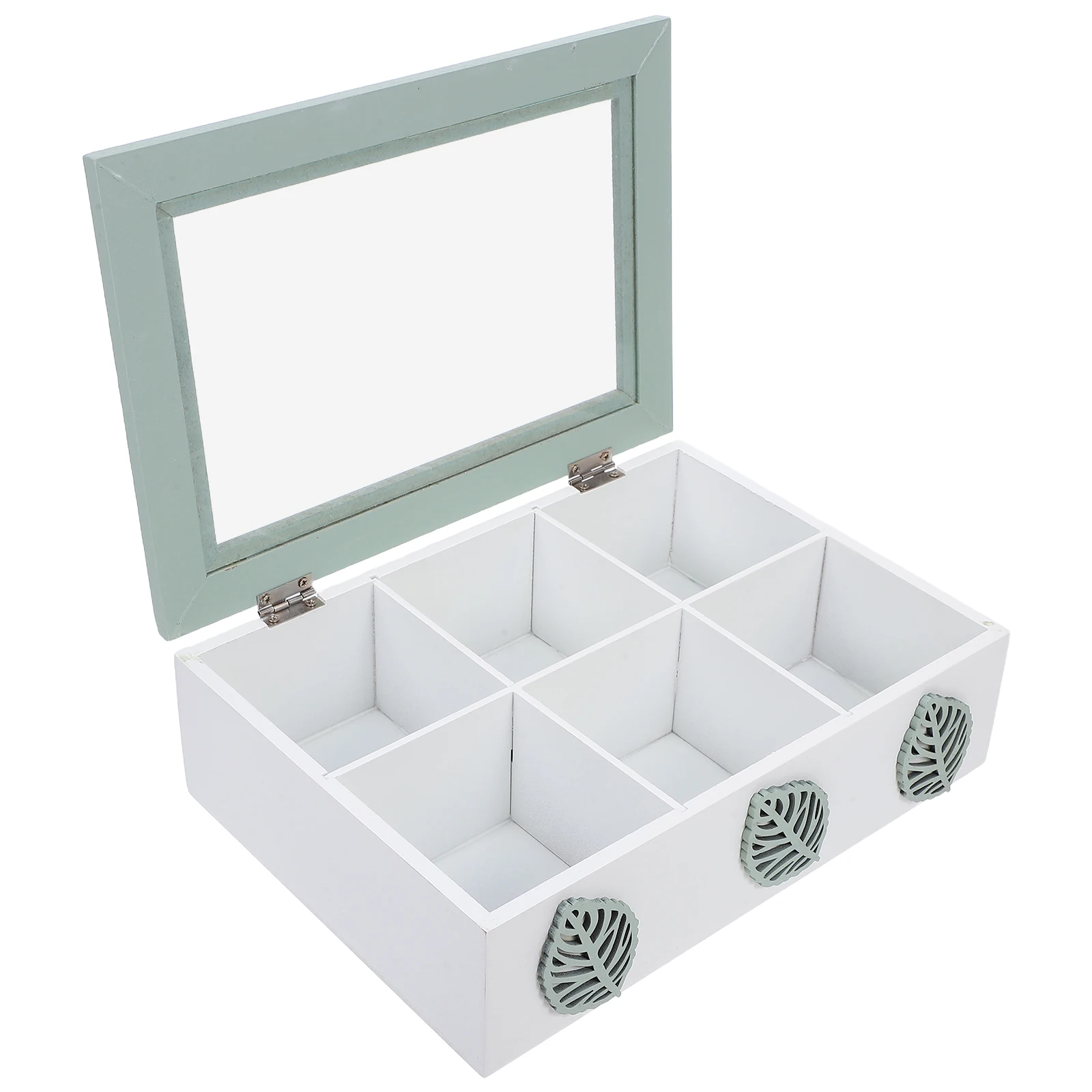 

6 Compartment Wooden Tea Bag Organizer Box Design Storage Container For Jewelry Tea Snacks Decorative Wood Box