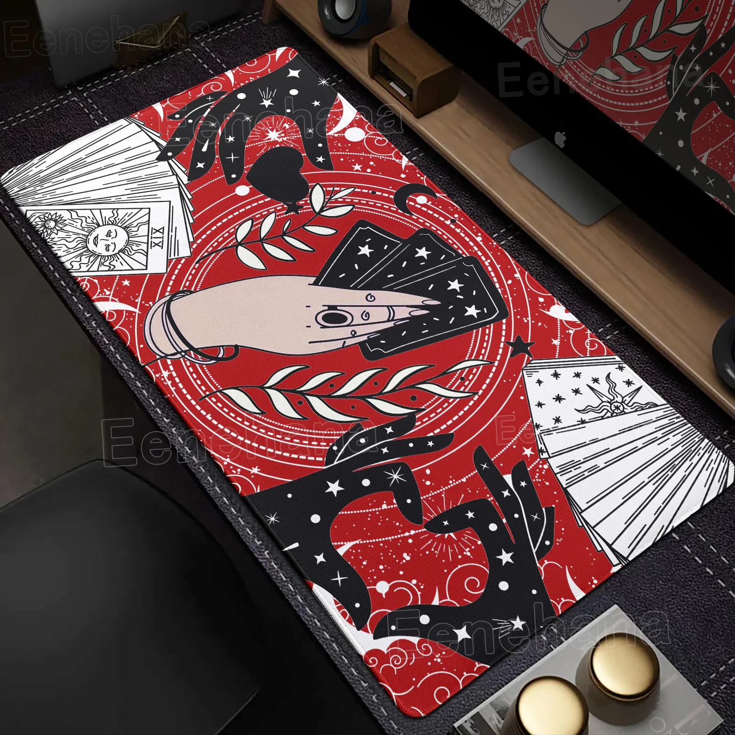 

Sun Divination Mouse Pad Tarot Cards Red Mat Lager PC Gamer Moon XXL Computer Keyboard Office Table Protect Pad Non-slip Carpets