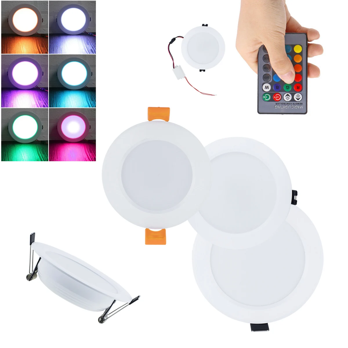 

Rgb привел Downlight встроенный 5w 10w 16colors 85-265v 110v 220v Крытый прожектор для комнаты Домой Dimmable Driver / включен Гостиная
