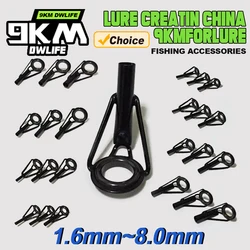 5Pcs Fishing Rod Tip Guides Repair Kit Stainless Steel Frames Ceramics Rings Black Rod Building Guide Eye Building Repair 6#~16#
