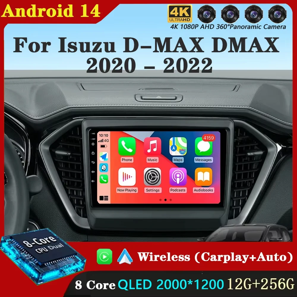 For Isuzu D-MAX DMAX 2020 2021 2022 Android 14 Carplay Auto Car Radio Multimedia Video Player Navigation GPS  No 2Din 2 Din DVD