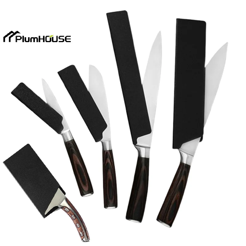 

Flocking Kitchen Knife Blade Protector Cover For 3.5-10 Inch Knives Case Practical Black Chef Fruit Knife Sheath Guard