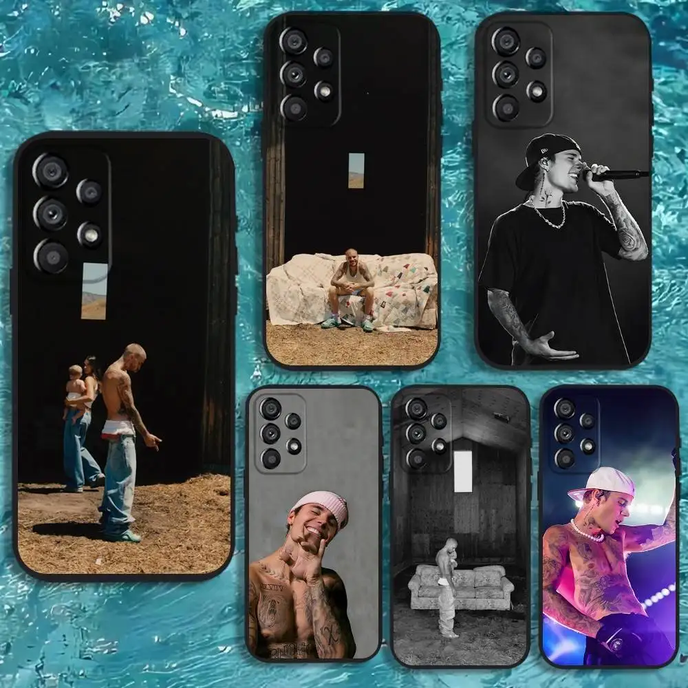 

Чехол для телефона Singer J-Justin Bieber для Samsung Galaxy A20, A21s, A22, A31, A32, A52, A53, A72, 73, A80, мягкий черный чехол